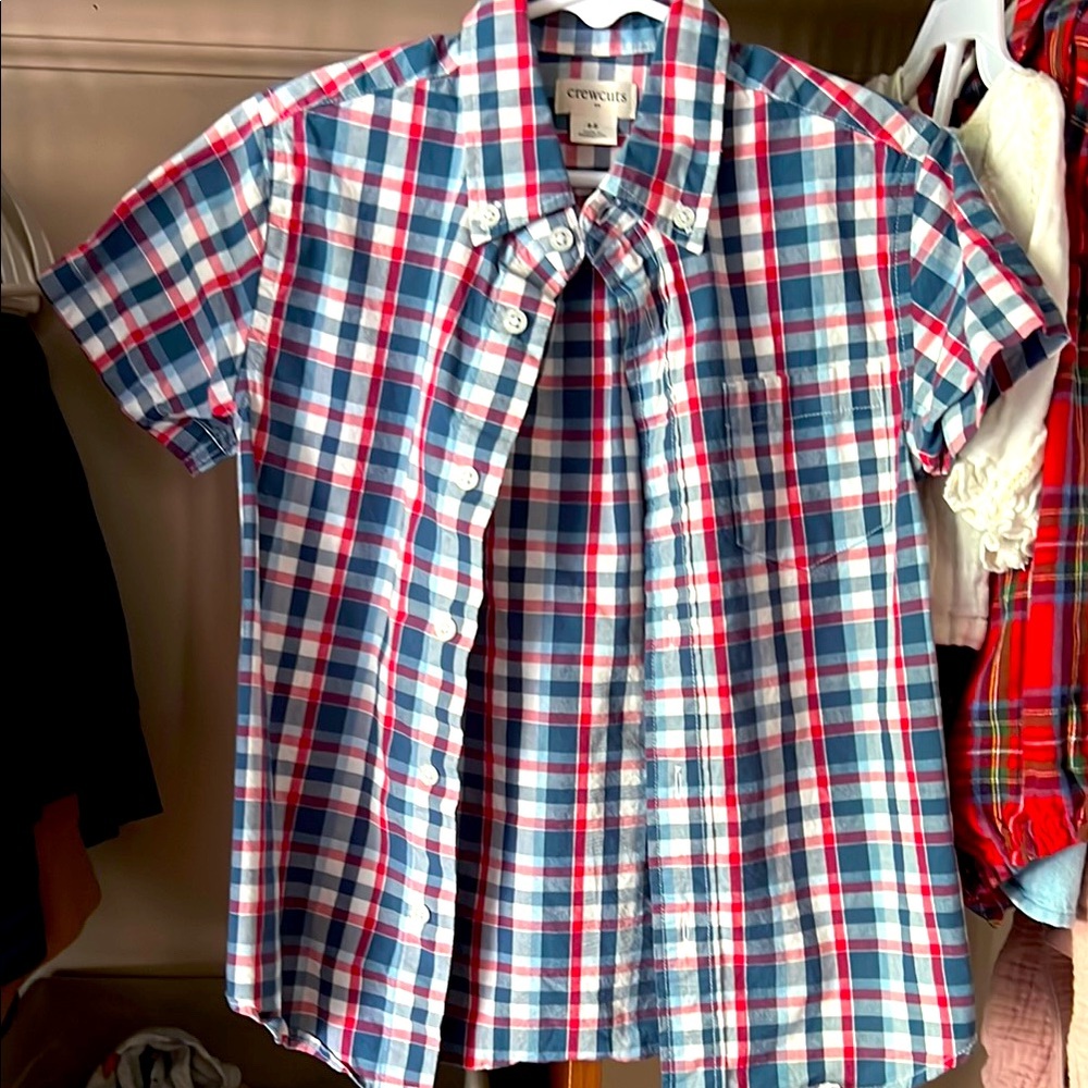 Crewcuts Blue and Red Casual Button Down Shirt